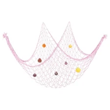 Fishing Net Decor, 80" x 40" Fish Net Decor with Sea Shells, Light Pink