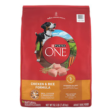 Purina ONE Chicken and Rice Formula Dry Dog Food - 16.5 Lb. Bag, Freeship USA