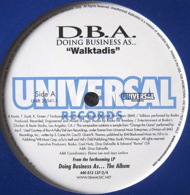 D.B.A. , Walktadis, (12'', Promo), NM or M-, 4086453298