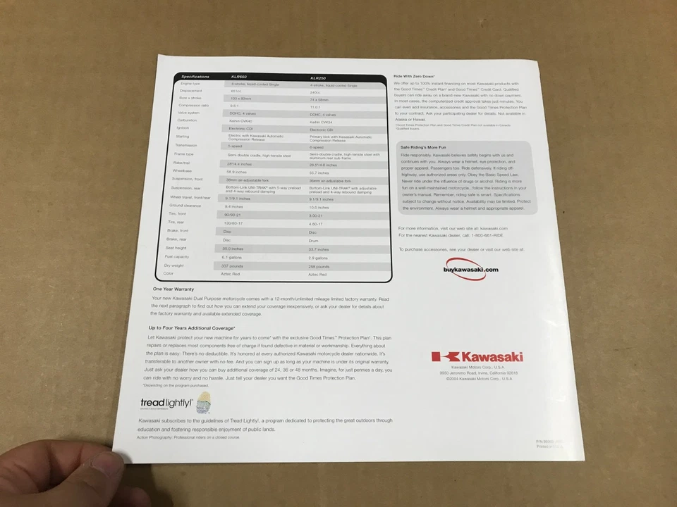 2005 川崎KLR650/KLR250代理销售员手册 — 第 3/3 张图片