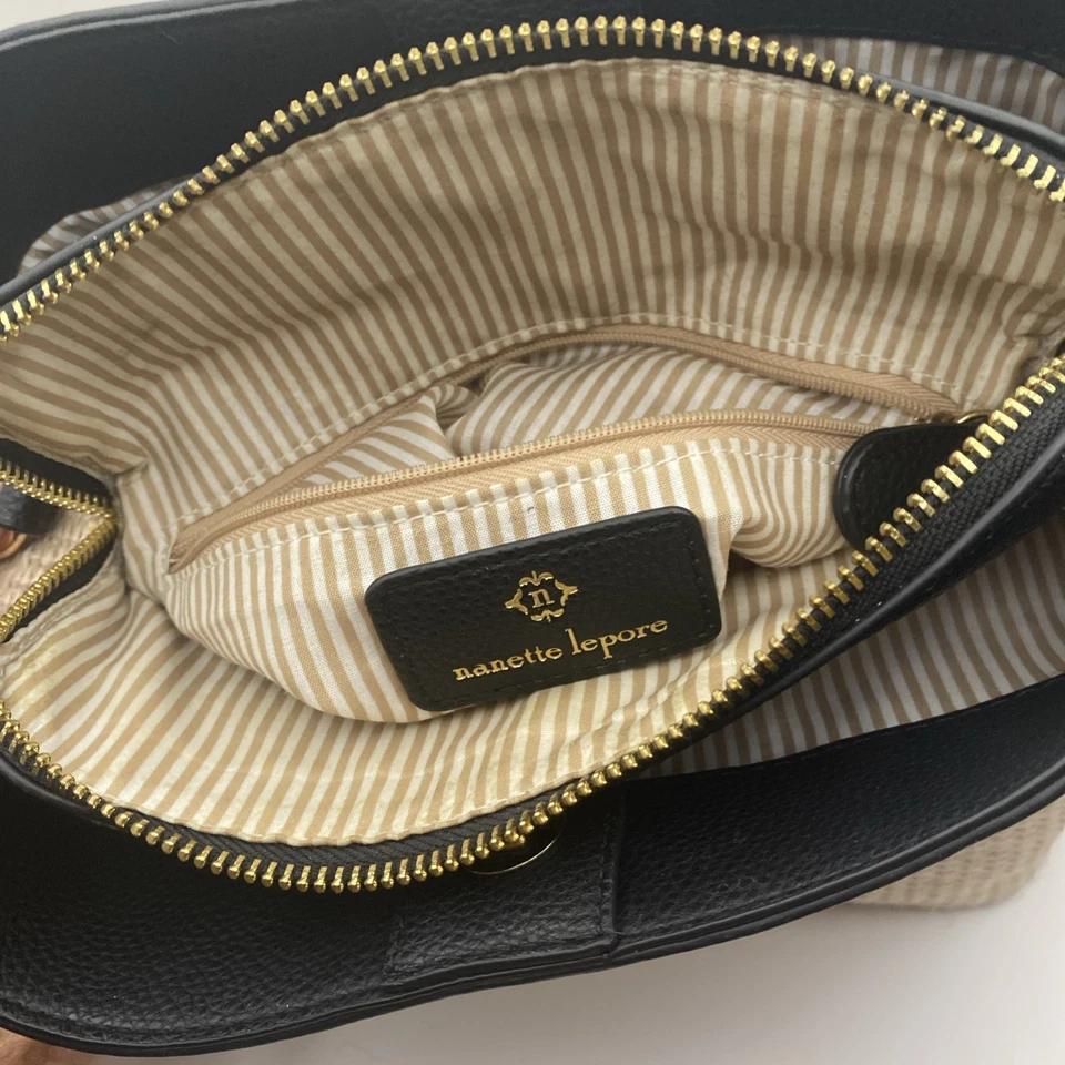 Nanette Lepore Triple Section Cream & Black Crossbody Bucket Bag & Wallet NWT - Image 4 of 4