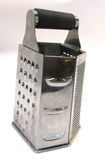Stainless Steel 6 in 1 Hexagon Box Grater 5x6x9 Cutter Slicer Rubber Grip Handle
