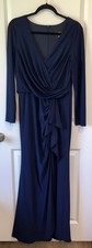 Betsy  Adam Blue Long Maxi evening dress Long Sleeves Mature Lady Size 12 AA124