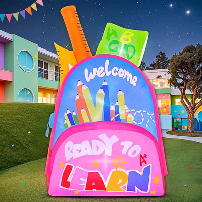 6FT Welcome Back to School Graduation Kindergarten Preschool Inflatable, Built i