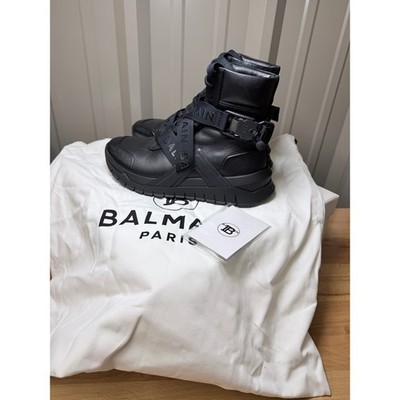 Balmain B-Troop Webbing Trimmed Leather Sneakers Men s Size 41 EU US 8-8.5 