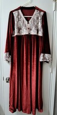 Vtg Handmade Velvet Nightgown Lace Trim Large Longer Length Grannycore Christmas