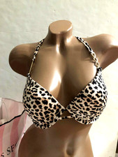 Victoria's Secret Swim Strappy Push Up Bikini Swim Top Leopard NWT
