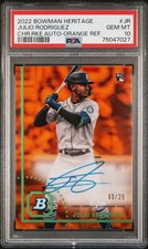 2022 Bowman Heritage Julio Rodriguez CRA-JR Orange Auto /25 RC PSA 10 POP 7 💎