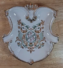 VTG Lenox USA Coat Of Arms Trinket Dish / Ashtray Fleur de Lis Gold Rim EUC