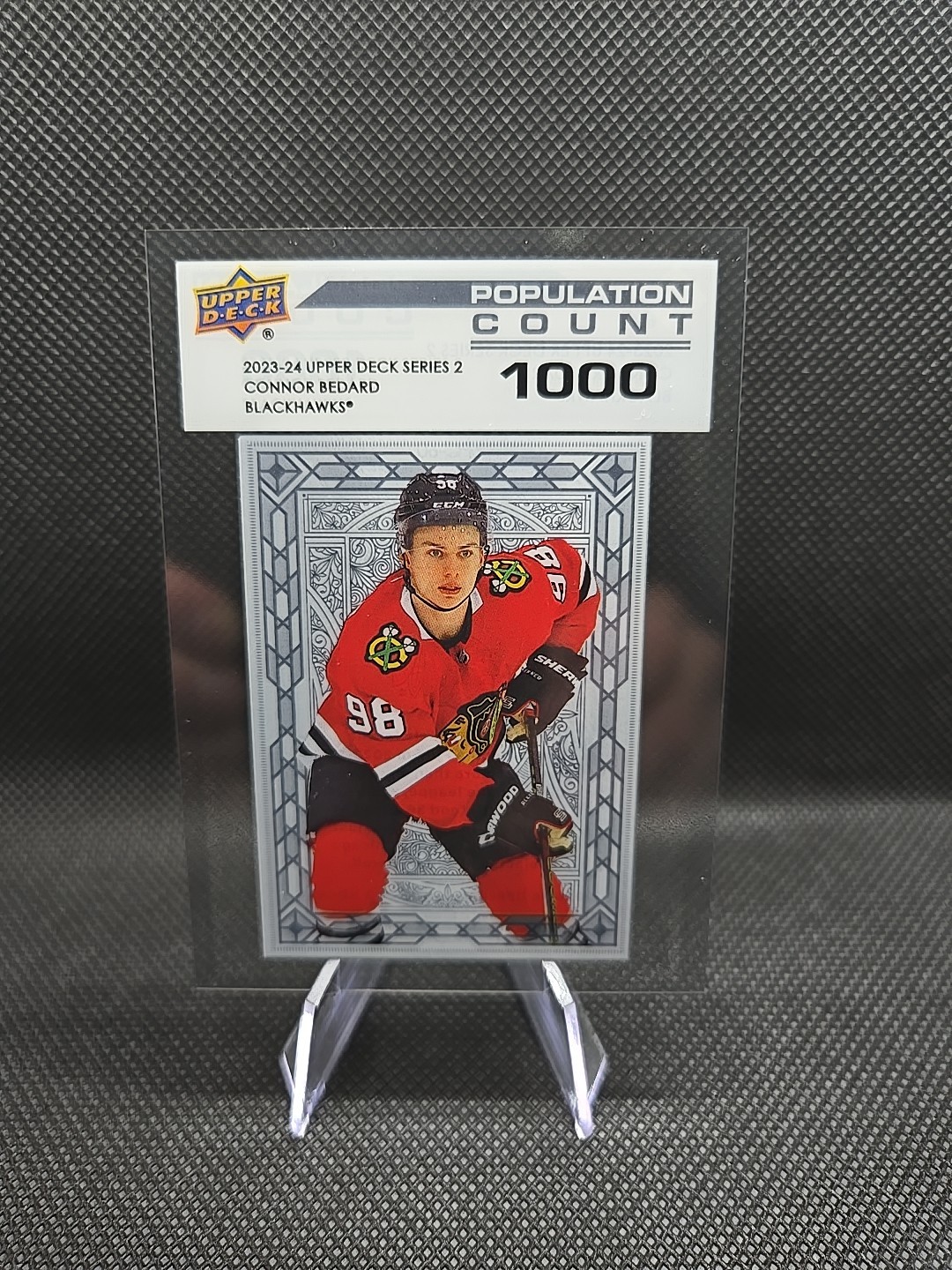 2023-24 Upper Deck Series 2 Connor Bedard Population Count 1000 PC-60