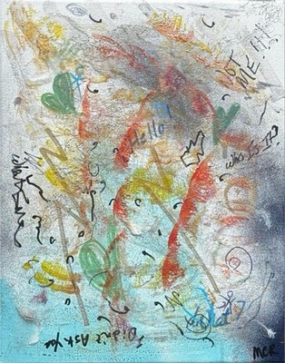 Original Signed Mixed Media Abstract Art Emotion Painting 11x14 OOAK