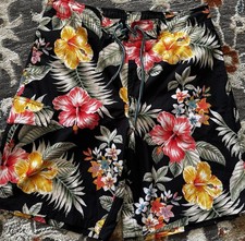 George Men's Floral Board Shorts Black Multicolor Recycled Polyester Drawstring