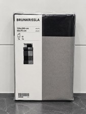 IKEA BRUNKRISSLA Duvet Cover & Pillowcase Set Black/Gray Checkered 150x200cm NIP
