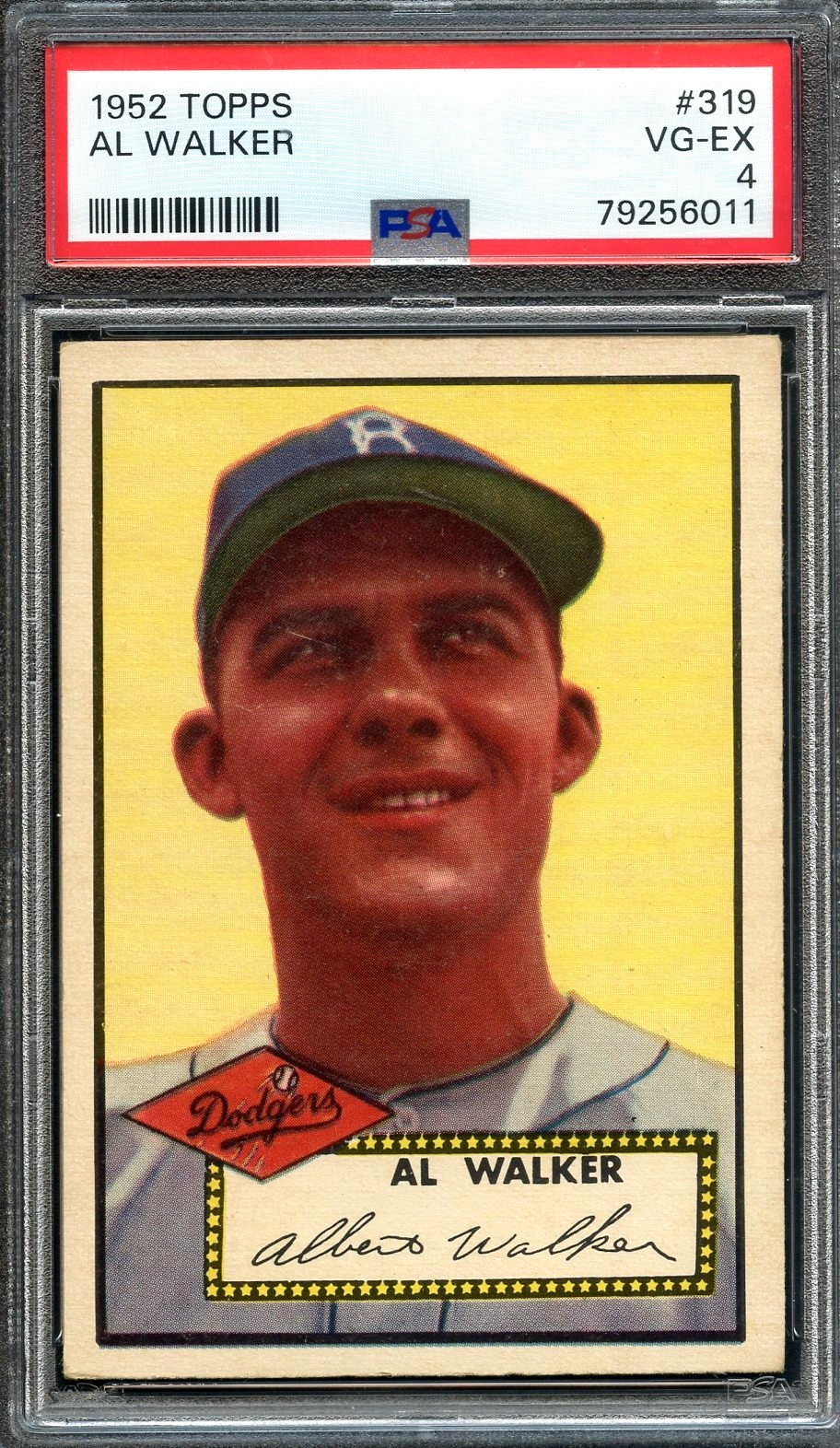 1952 Topps Tough High #319 Rube Walker RC PSA 4 Brooklyn Dodgers 6011