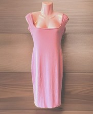 Ladies Mid Pink Dress Square Neck Cut Out Back Detail Slinky Fit Size 10 BNIB