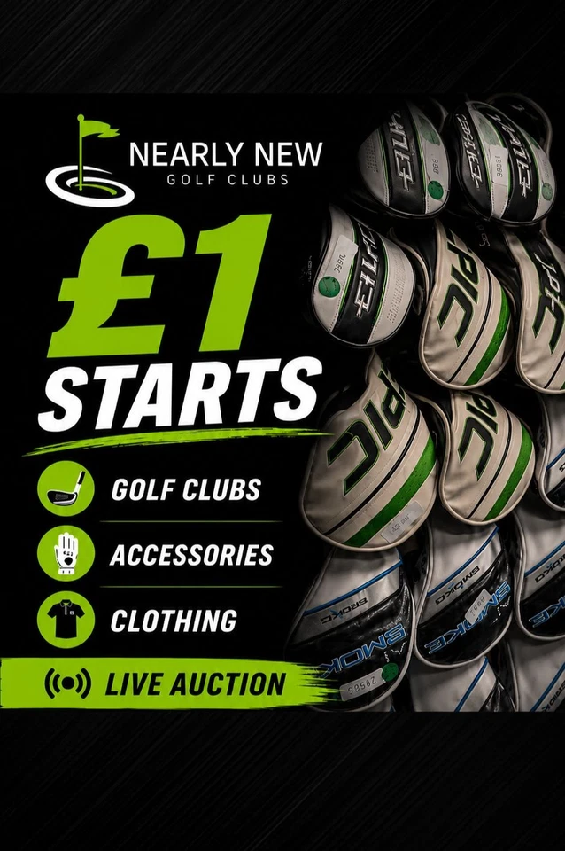 New & Used Golf Clubs, Balls, Clothing + More! £1 Starts!
