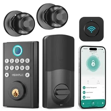 HEANTLE Smart Door Lock Knob Set Keyless Entry Fingerprint WiFi Digital Deadbolt