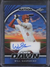 2025 Leaf Baseball Nation Will Gasparino A New Dawn Blue Auto /7 UCLA
