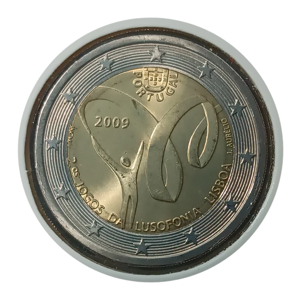 LOT 2 MONNAIES 2 EURO PORTUGAL 2009 Jeux Lusophonie type A et B - Photo 1/1