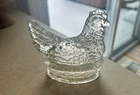 Vintage J H Millstein Co Jeanette Clear Glass Chicken Hen On A Nest Figurine