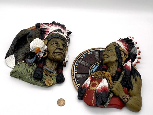 Vintage Set of Two Indian Wall Plaques Hangings Home Decore - Picture 8 of 12