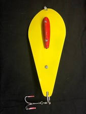 TJ CUCCHIAIO BUNKER, CUCCHIAIO TROLLING BASSO A RIGHE, CUCCHIAIO PESCE AZZURRO, GRANDE - GIALLO