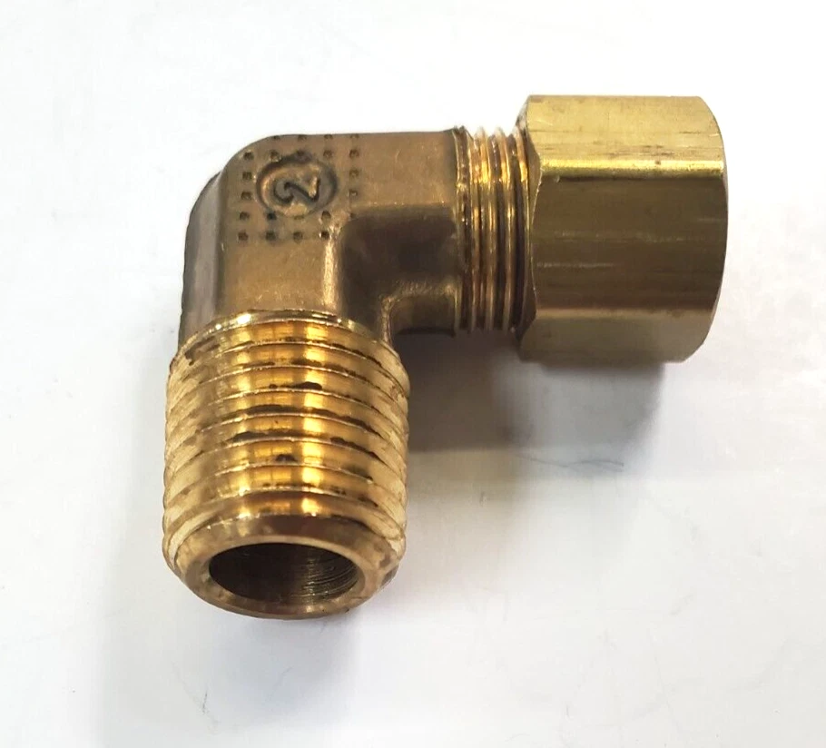 PARKER 90° COMPRESSION ELBOWS (批量 6) 5/16 英寸管 X 1/4 英寸 NPT 黄铜 — 第 3/4 张图片