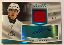 2018 Leaf In The Game Used #GUA-JV1 Joe Veleno Blue Parallel #3/8