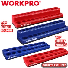 WORKPRO 2PIECES 1/2" / 1/4" Magnetic Socket Organizer Set Tool Cart SAE & Metric