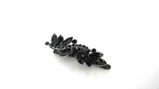 Medium black metal crystal leaf hair pin alligator clip