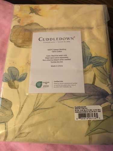 Cuddledown Sateen Duvet Cover, Yellow/Pink Floral 400 TC 100% Cotton 68 w x 86 l - Picture 6 of 16