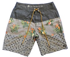 Freeworld Mens Board Shorts Hawaiian Floral Print Swim Trunks Size 30