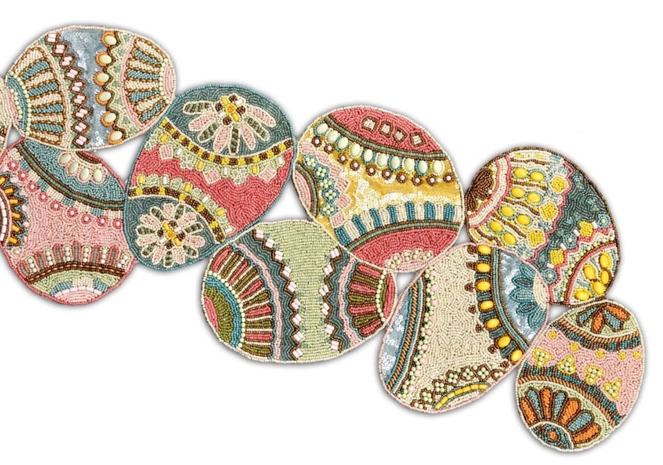 Handmade Easter Eggs Table Runner Beaded Table Runner Easter Tableware 13X36 In - Image 4 of 4