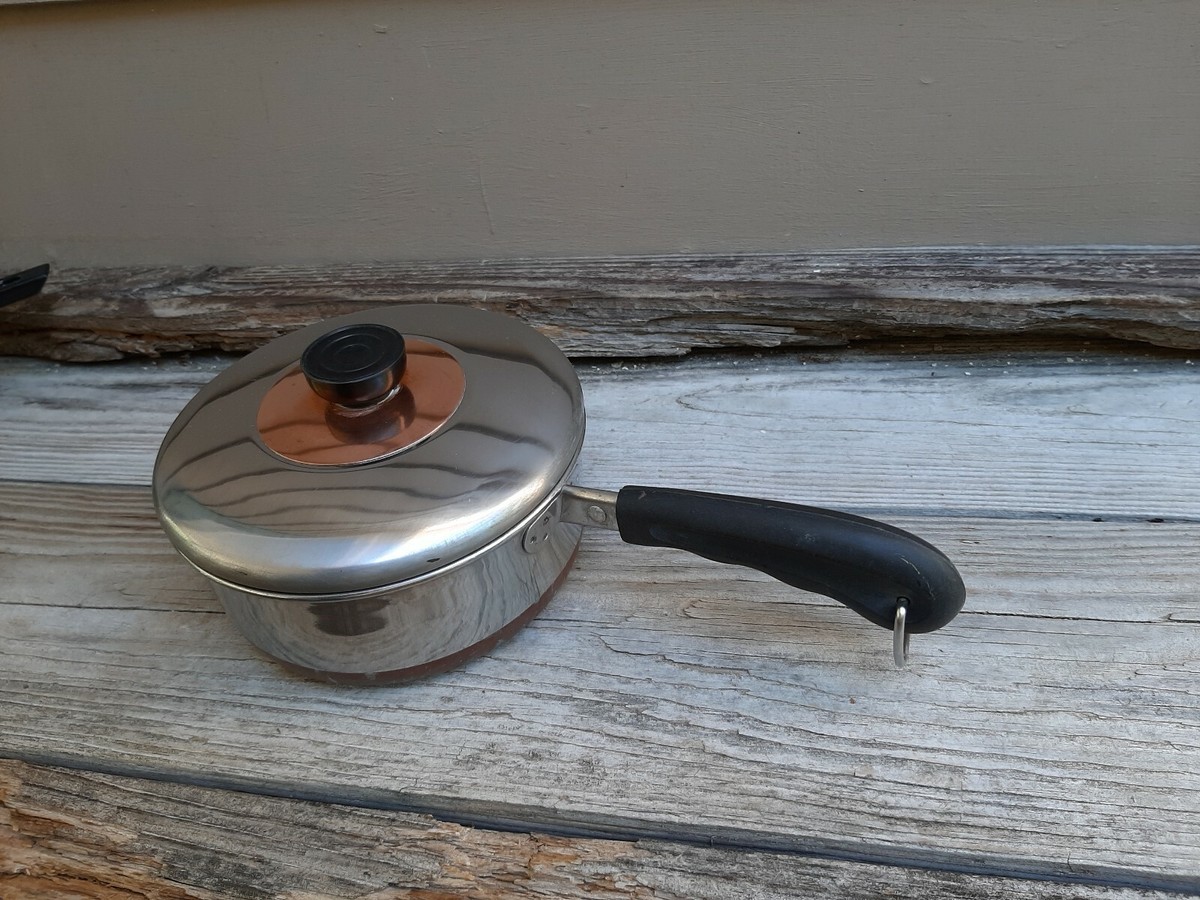 Vintage 70's Stainless steel copper clad 7 piece cook set Made in