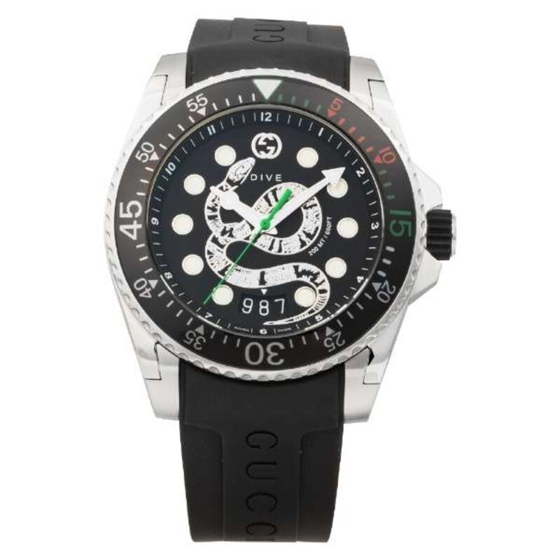 Gucci Dive YA136217 Black Serpenti Dial Quartz Men's Watch New +