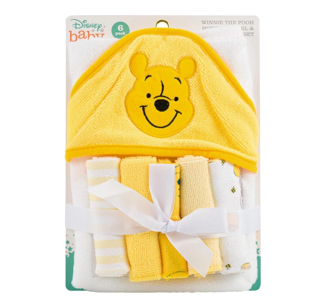 ADORABLE 6 PACK DISNEY BABY WINNIE THE POOH HOODED TOWEL & WASHCLOTH SET.
Opens in a new window or t