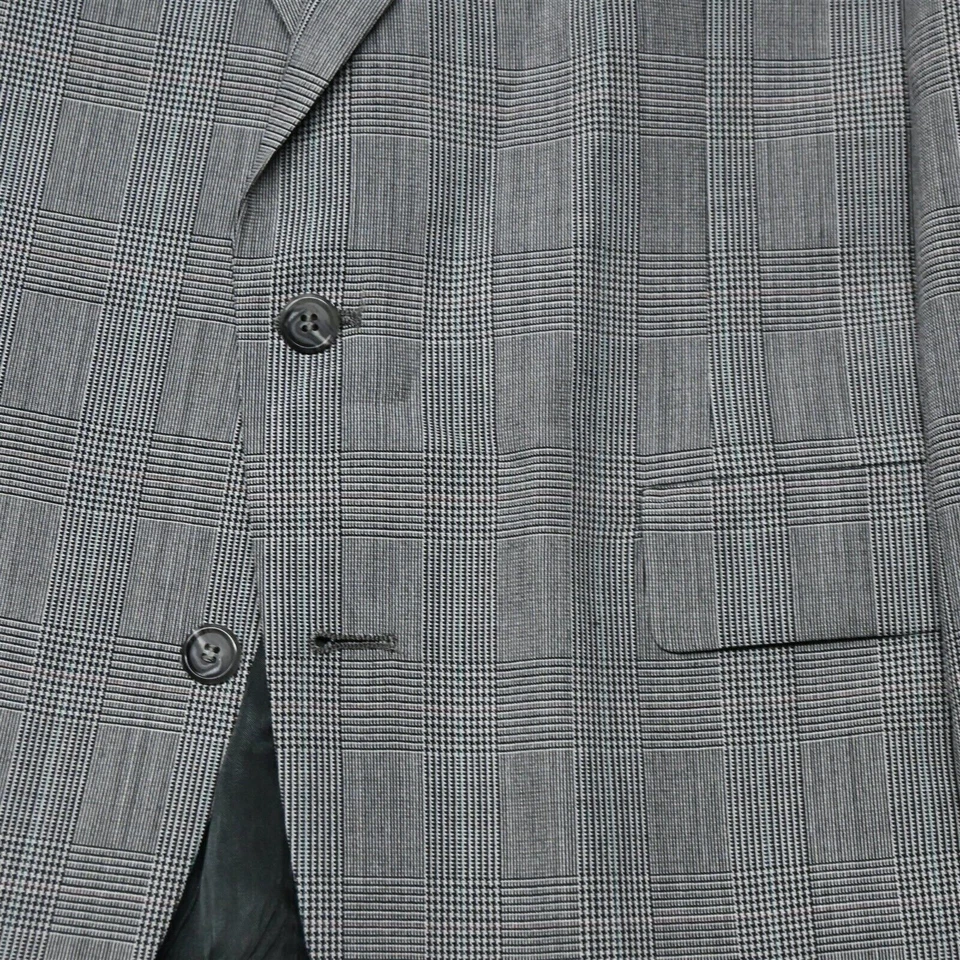 Traje De Colección Tom James 42R 34x29 Gris Cuadros Glenn Hecho en EE. UU. 100% Lana Para Hombres Foto 3 de 4