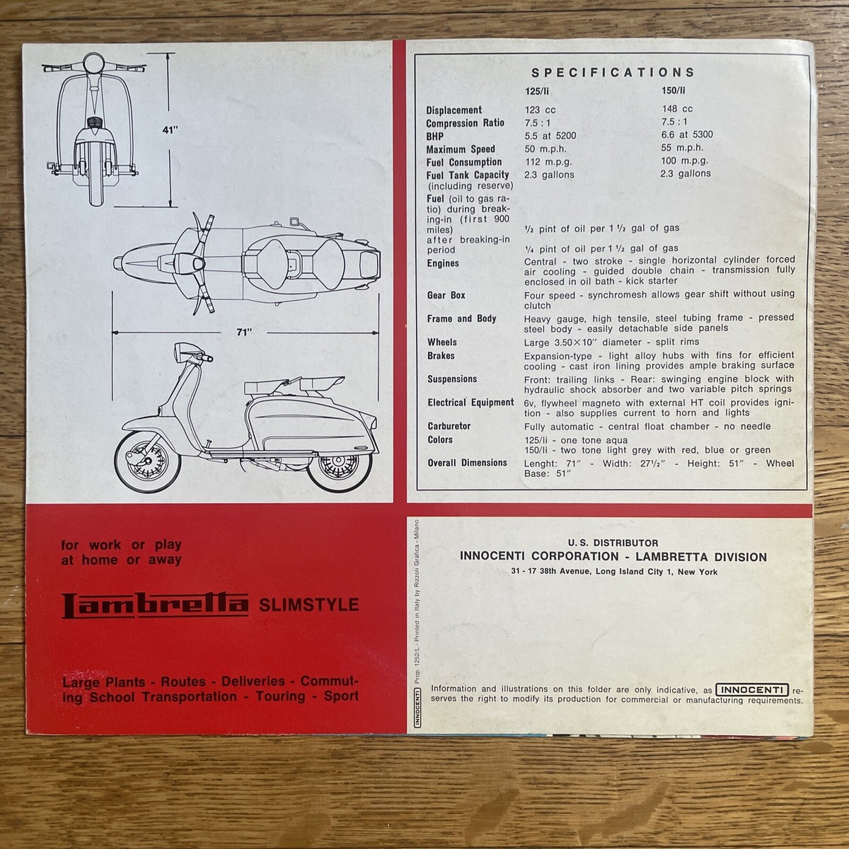 洋書 INNOCENTI LAMBRETTA Vintage LAMBRETTA INNOCENTI Motor Scooter Catalog • with