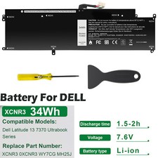 34Wh 7.6V Laptop Battery For Dell Latitude 13 7370 E7370 Series Type  XCNR3 WY7CG