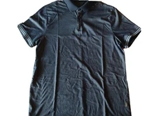 Perry Ellis Men's Polo Short Sleeve Casual Shirt Blue Cotton Blend Size L Nice!