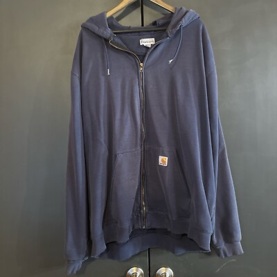 Vintage Carhartt Sun Faded Hoodie Sweater Zip Up Size 2XL Navy