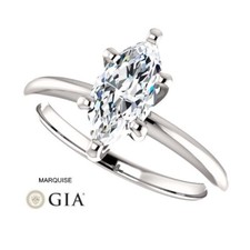 1.00 Carat GIA Certified Marquise Diamond Ring in 14K Gold (GIA certificate)