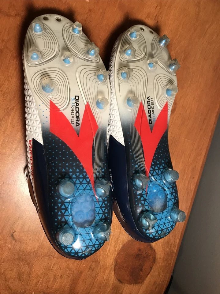 Botines de fútbol/fútbol Diadora BluShield para hombre, blanco/azul/rojo brillante, talla 10 Foto 4 de 4