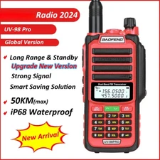 For Baofeng 2024 UV-98 Pro Walkie Talkie 50KM IP68 Waterproof Dual Band FM Radio