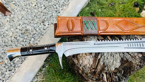 26″blade Custom Full Tang Machete-High Carbon Steel Blade with Horn Handle-Gifts - Picture 6 of 14