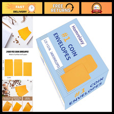 2400 Pcs Yellow Mini Coin Envelopes 2.25" x 3.5" Gummed Flap for Keys, Stamps, S