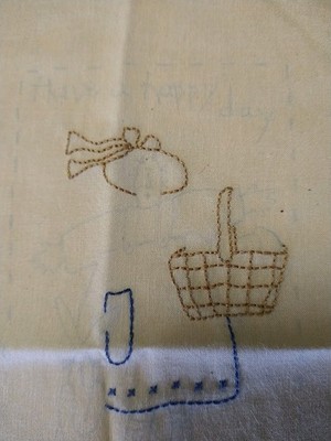 Started Primitive Stitchery To Finish ''Have a Happy Day'' Bunny Basket