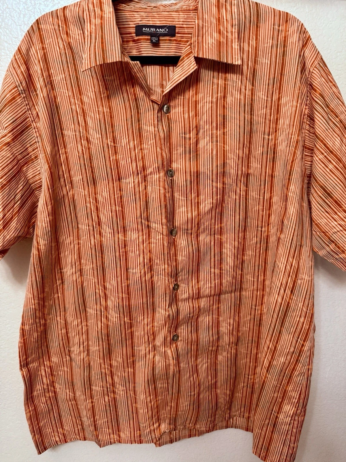 Moreno Mens Cotton Button-Up Double Pattern Short Sleeve Shirt XL Casual, Beach