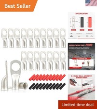 20PCS 6 AWG-3/8 Marine Grade Wire Lugs, Tinned Copper Ring Terminal Connector...