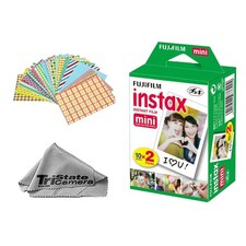 Fujifilm Instax Mini Instant Film 20 Sheets  Frame Stickers Microfiber Cloth